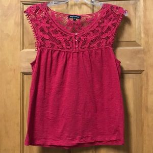 Red Cutout Lace Top